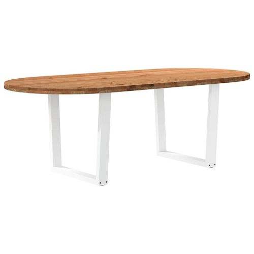 Vidaxl Table À Manger 220x100x74 Cm Bois De Chêne Massif Ovale