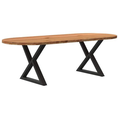 Vidaxl Table À Manger Marron Clair Bois De Chêne Massif Ovale