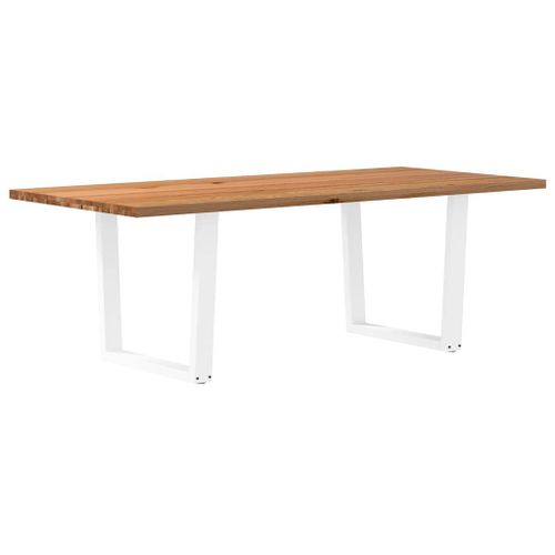 Vidaxl Table À Manger Avec Bord Naturel 220x100x74cm Bois Massif Chêne