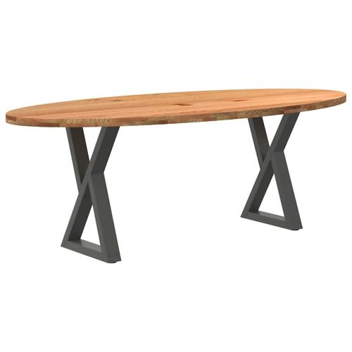 Vidaxl Table À Manger 220x100x74 Cm Bois De Chêne Massif Ovale