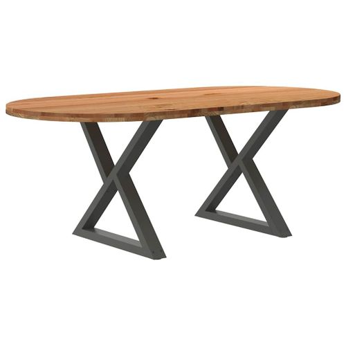 Vidaxl Table À Manger Marron Clair Bois De Chêne Massif Ovale
