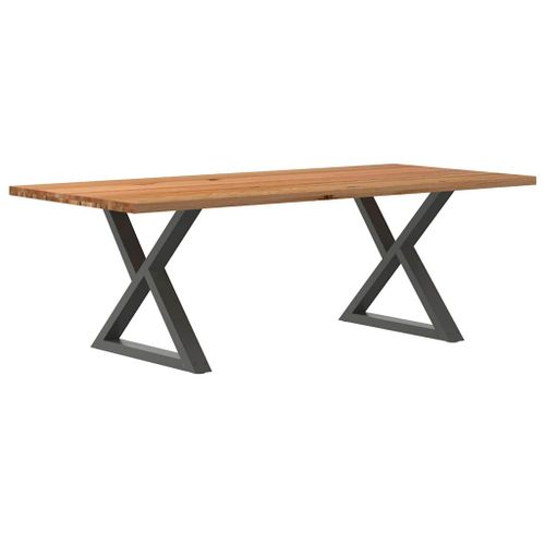 Vidaxl Table À Manger Marron Clair Bois De Chêne Massif Rectangulaire