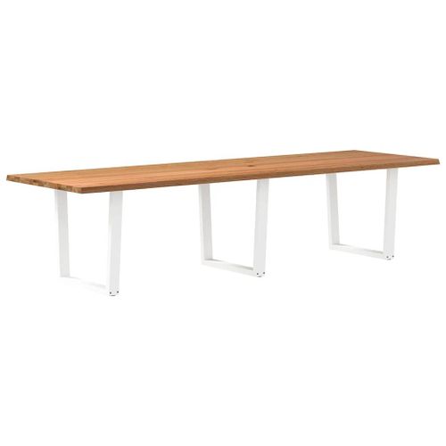 Vidaxl Table À Manger Avec Bord Naturel 320x100x74cm Bois Massif Chêne