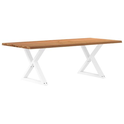 Vidaxl Table À Manger Avec Bord Vivant 220x100x74 Cm Bois Massif Chêne