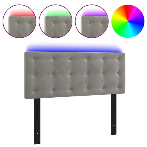 Vidaxl Tête De Lit À Led Gris Clair 100x5x78/88 Cm Velours