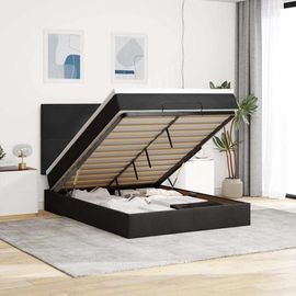 Vidaxl Cadre De Lit Ottoman Avec Matelas Noir 140x190 Cm Velours