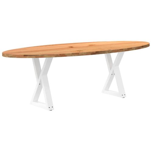 Vidaxl Table À Manger Marron Clair Bois De Chêne Massif Ovale