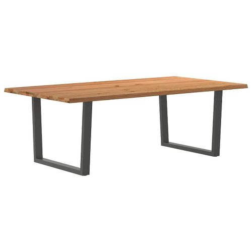 Vidaxl Table À Manger Avec Bord Naturel 220x120x74cm Bois Massif Chêne