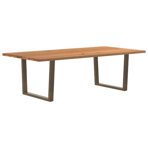 Vidaxl Table À Manger Marron Clair Bois De Chêne Massif Rectangulaire