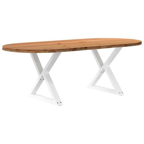 Vidaxl Table À Manger 220x100x74 Cm Bois De Chêne Massif Ovale