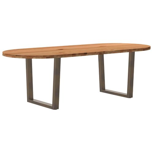 Vidaxl Table À Manger Marron Clair Bois De Chêne Massif Ovale