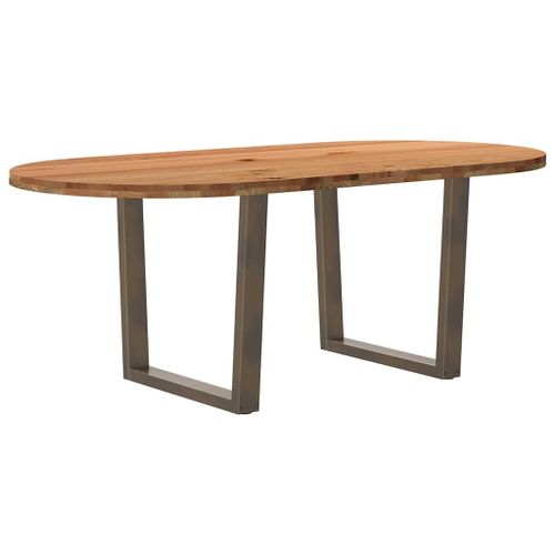 Vidaxl Table À Manger Marron Clair Bois De Chêne Massif Ovale
