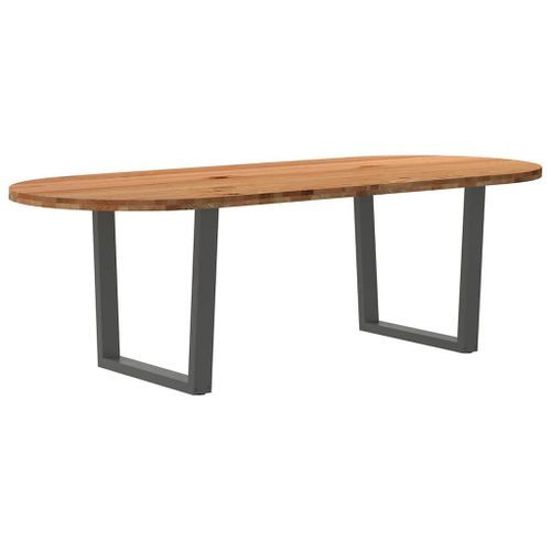 Vidaxl Table À Manger Marron Clair Bois De Chêne Massif Ovale