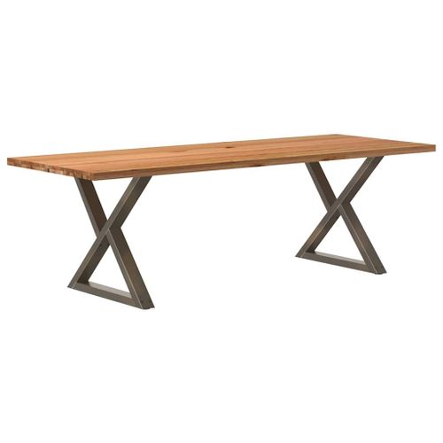 Vidaxl Table À Manger Marron Clair Bois De Chêne Massif Rectangulaire