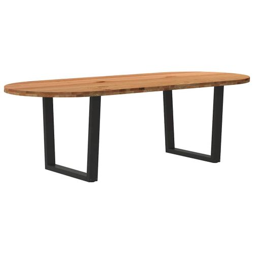 Vidaxl Table À Manger Marron Clair Bois De Chêne Massif Ovale