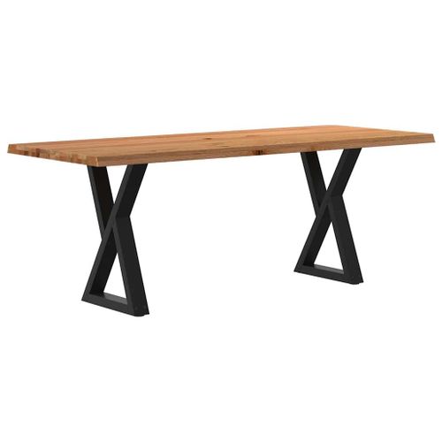 Vidaxl Table À Manger Avec Bord Vivant 200x80x74 Cm Bois Massif Chêne