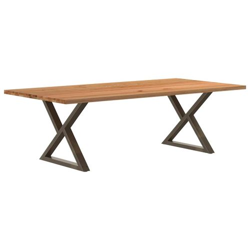 Vidaxl Table À Manger Marron Clair Bois De Chêne Massif Rectangulaire