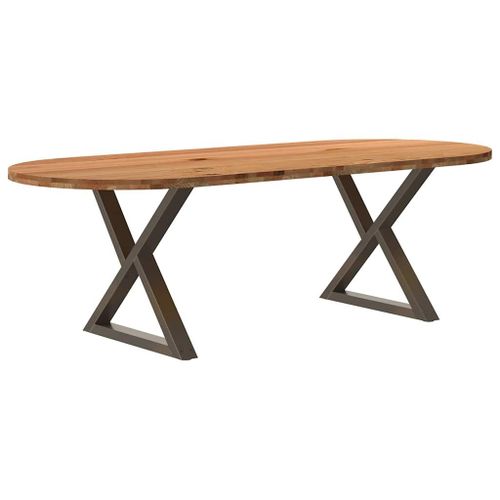 Vidaxl Table À Manger Marron Clair Bois De Chêne Massif Ovale