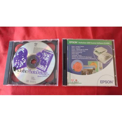 Scanner Epson Perfection 1200: Cd-Rom D'installation Avec Pilotes Windows 95, 98 + Logiciel Scannage Epson Twain + Adobe Photodeluxe 3.0....2 Cd-Roms Vendus Seuls !