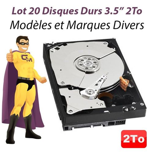 Lot x20 Disque dur 3.5" 2To SATA Western Digital Hitachi Samsung Seagate