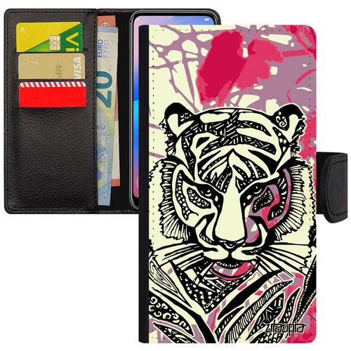 Coque Iphone Se 2022 Rabat Porte Cartes Tigre Azteque Nature Feuilles Caoutchouc Fille Ethnique Fleur Jungle Bengal Telephone