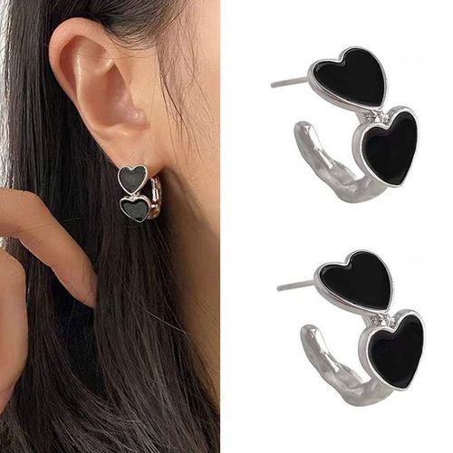 Boucles D'oreilles Pendantes Noires En Or Coréen Pour Femmes, Double Carré, Marque De Luxe, Boucle D'oreille En Cristal, Accessoires De Mariage