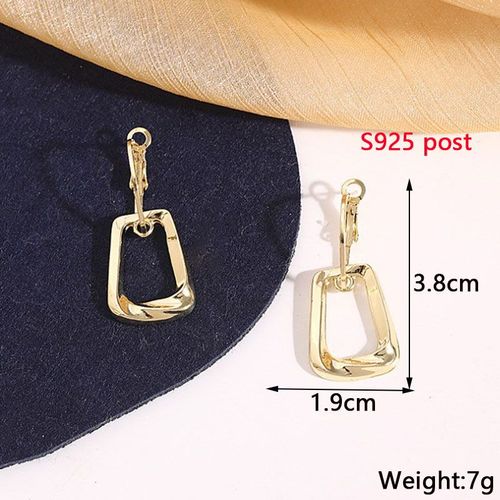 Boucles D'oreilles Pendantes Carrées Pour Femmes, En Métal Doré, Forme Géométrique Creuse, En Cristal, Nouvelle Collection 2023