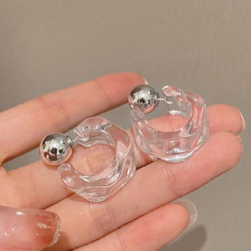 Boucles D'oreilles Rétro Exagérées Noir Et Blanc En Forme De C, En Résine Colorée, Bijoux De Fête, Nouvelle Collection