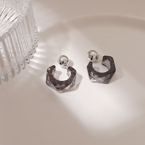 Boucles D'oreilles Rétro Exagérées Noir Et Blanc En Forme De C, En Résine Colorée, Bijoux De Fête, Nouvelle Collection