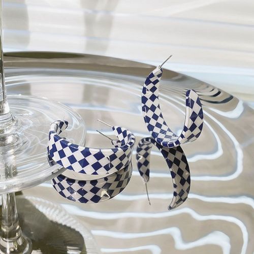 Boucles D'oreilles Rétro Exagérées Noir Et Blanc En Forme De C, En Résine Colorée, Bijoux De Fête, Nouvelle Collection