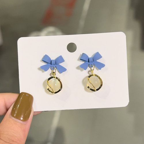 Boucles D'oreilles À N¿Ud Papillon Bleu Pour Femmes, Petits Pendentifs En Acrylique, Enroulé Géométrique, Bijoux Bohème, Aretes De Mujer Modernos 2023