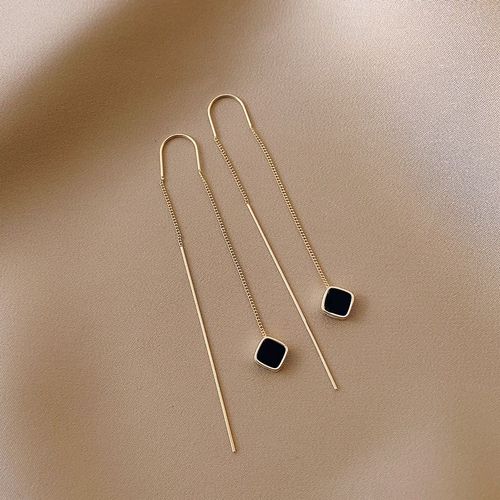 Boucles D'oreilles Pendantes En Or Rose Pour Femmes, Ligne D'oreille Longue, Enfileur De Piercing En Cristal, Accessoires De Bijoux, Document Zcomprend
