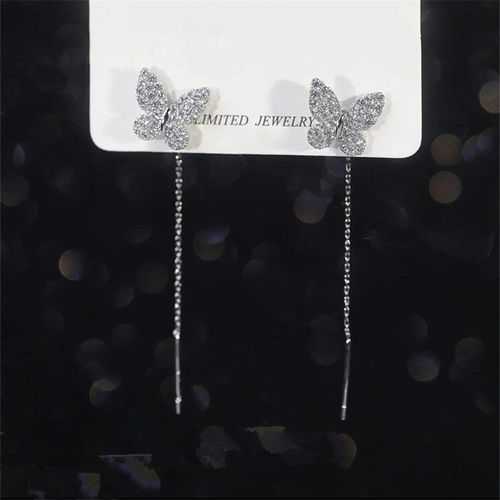 Boucles D'oreilles Pendantes En Or Rose Pour Femmes, Ligne D'oreille Longue, Enfileur De Piercing En Cristal, Accessoires De Bijoux, Document Zcomprend