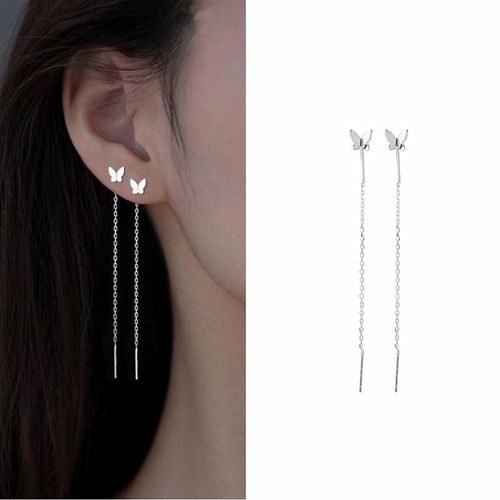 Boucles D'oreilles Pendantes En Or Rose Pour Femmes, Ligne D'oreille Longue, Enfileur De Piercing En Cristal, Accessoires De Bijoux, Document Zcomprend