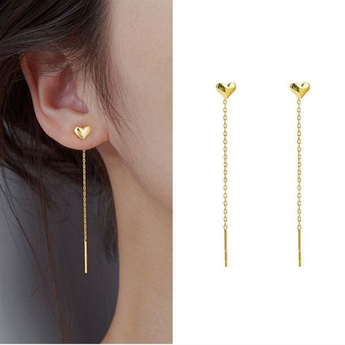 Boucles D'oreilles Pendantes En Or Rose Pour Femmes, Ligne D'oreille Longue, Enfileur De Piercing En Cristal, Accessoires De Bijoux, Document Zcomprend