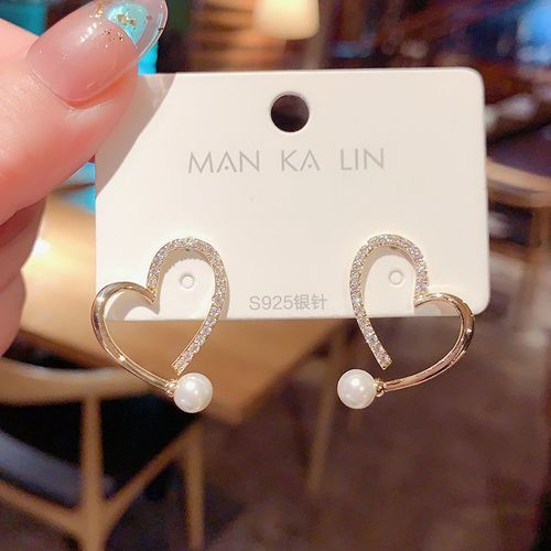 Boucles D'oreilles En Forme De C¿Ur Pour Femmes, En Zircon, Cristal, Bracelet De Mariage, Tendance, Bijoux Vintage, Cadeau De Saint Valentin, 2023