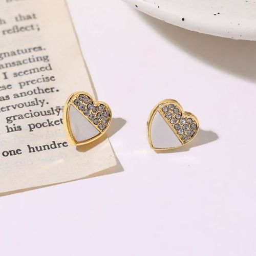Boucles D'oreilles Coréennes En Forme De C¿Ur En Cristal Pour Femmes, Nouvelles Petites Boucles D'oreilles Féminines, Blanches, Charmantes, Douces, Acryliques