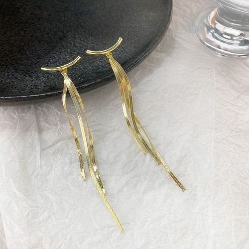 Boucles D'oreilles Pendantes En Cristal Pour Femmes, Boucles D'oreilles Pompon, Fil Métallique, Document Doré, Mode Coréenne, Nouveau