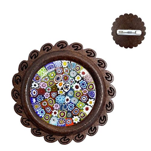 Broches En Bois De Murano Millefiori, Fleur Multicolore, 20mm, Cabochon En Verre, Épingles De Collier, Bijoux Pour Femmes Et Hommes, Cadeau, Vente En Gros