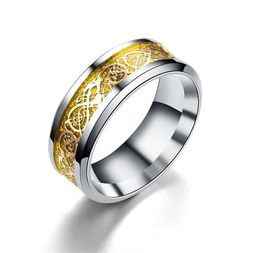 Bague Dragon Celtique Punk 8mm, Incrustation Rouge Vert Noir, Bague En Fiber De Carbone En Acier Inoxydable, Bracelet De Mariage, Bijoux, Cadeau De Couple