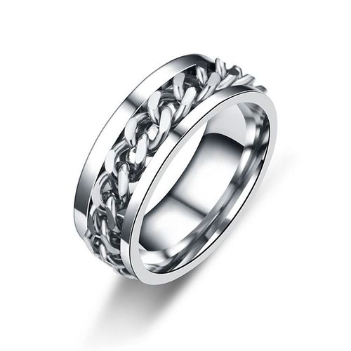 Bague De Couple En Titane Et Acier Inoxydable Pour Homme Et Femme, Anneau Avec Chaîne Rotative, 8mm, Punk, Noir, Cool, Rock, Bijoux, Cadeau