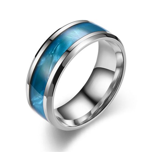 Bague Classique En Acier Inoxydable Pour Hommes, Bague De Couple En Titane, Coquille Bleue, Bijoux De Mariage, 2023