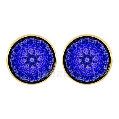 Boucles D'oreilles En Forme De Fleur Violette Pour Femmes Et Filles, Bijou Géométrique, Vert, À La Mode, Om, Yoga, Chakra, Dôme En Verre