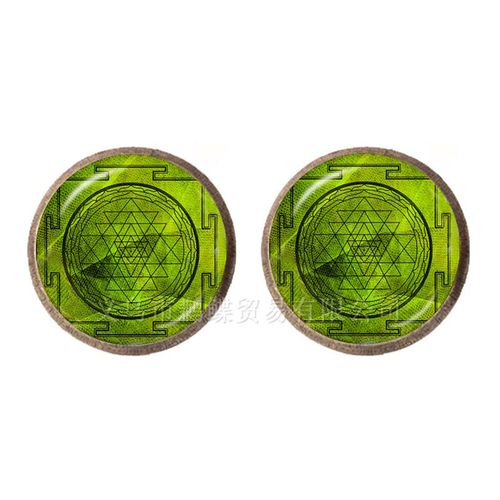Boucles D'oreilles En Forme De Fleur Violette Pour Femmes Et Filles, Bijou Géométrique, Vert, À La Mode, Om, Yoga, Chakra, Dôme En Verre