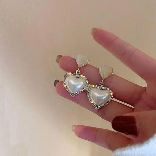 Petites Boucles D'oreilles En Forme De C¿Ur Pour Femmes Et Filles, Boucles D'oreilles Simples En Métal Huilé, Bijoux De Fête De Mariage, Cadeau De Mode, Rose Et Blanc, Mignon, Vente En Gros