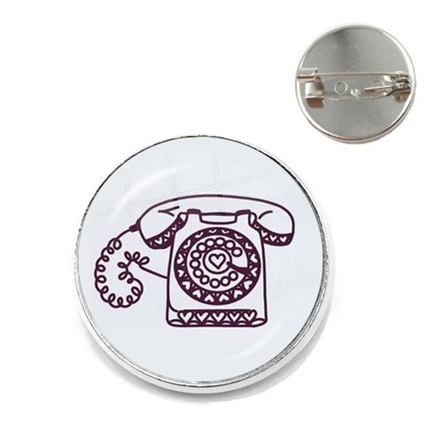 Broche De Téléphone Fait À La Main, Dôme En Verre, Cadran De Téléphone, Bijoux Classiques, Accessoires Pour Femmes Et Hommes, Souvenir De Festival