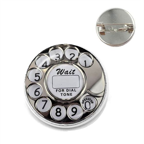 Broche De Téléphone Fait À La Main, Dôme En Verre, Cadran De Téléphone, Bijoux Classiques, Accessoires Pour Femmes Et Hommes, Souvenir De Festival