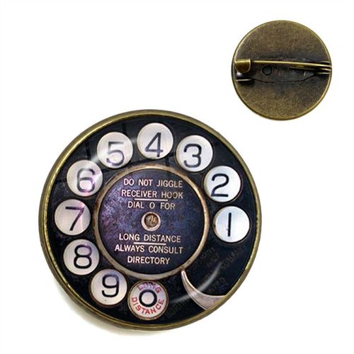 Broche De Téléphone Fait À La Main, Dôme En Verre, Cadran De Téléphone, Bijoux Classiques, Accessoires Pour Femmes Et Hommes, Souvenir De Festival