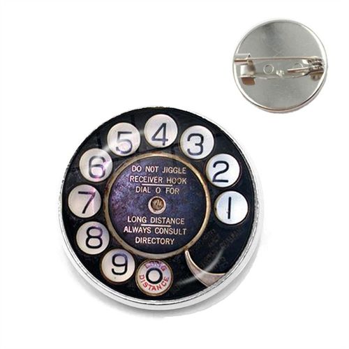 Broche De Téléphone Fait À La Main, Dôme En Verre, Cadran De Téléphone, Bijoux Classiques, Accessoires Pour Femmes Et Hommes, Souvenir De Festival