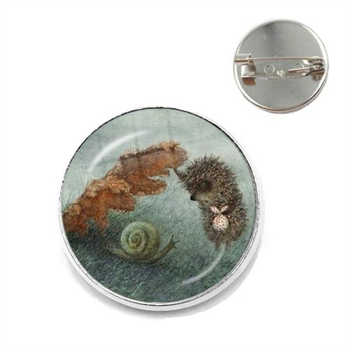 Broche Hérisson Dans Le Brouillard Pour Femmes Et Hommes, Broches Pour Nouveau Dôme En Verre Rond, Animal Mignon, Bijoux En Métal, Cadeau, Livraison Directe